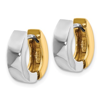 14k Two-tone Polished Hinged Hoop Earrings — alternate view