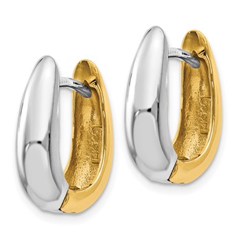 14k Two-tone U Shaped Hinged Hoop Earrings — alternate view