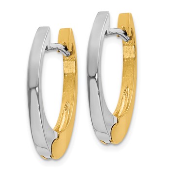 14k Two-tone V Shaped Hinged Hoop Earrings — alternate view