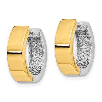 14k Two-tone Round Hinged Hoop Earrings — alternate view