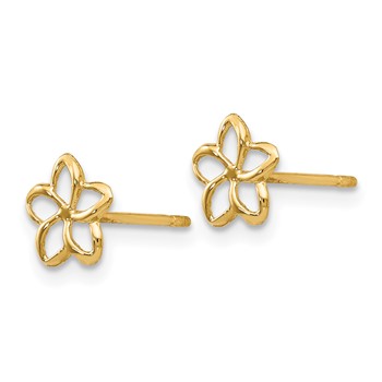 14k Cut-out Plumeria Post Earrings — alternate view
