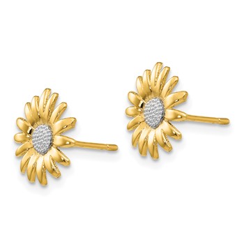 14k and White Rhodium Daisy Post Earrings — alternate view