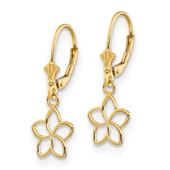 14k Polished Cut Out Flower Lever Back Earrings — alternate view