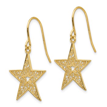 14k Filigree Star French Hook Earrings — alternate view