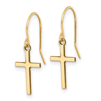 14k Cross Dangle French Hook Earrings — alternate view