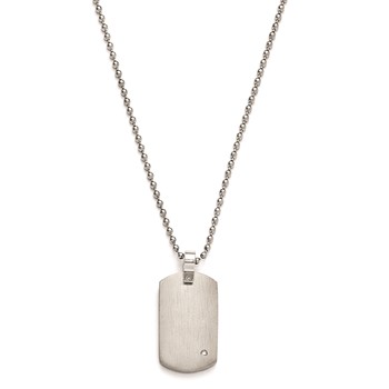 Titanium Dog Tag with diamond and 22 in Bead Chain