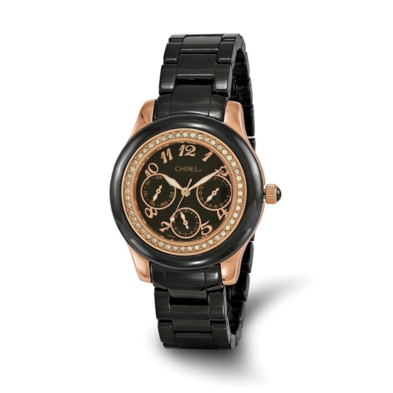 Chisel Ladies Black Dial Black Leather Watch Chisel Ladies Black Dial Black Leather Watch - Black Bow  main image 2