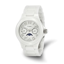 Ladies Chisel Rose IP-plated White Dial Ceramic Wrist Watch, 8 inch Length Chisel Ladies White Dial Rose-plated White Ceramic Watch  main image 3