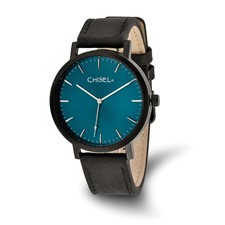 Ladies Chisel Rose IP-plated Floral Dial Black Strap Wrist Watch 8.25 in Length Ladies Chisel Rose IP-plated Floral Dial Black Strap Watch  main image 3