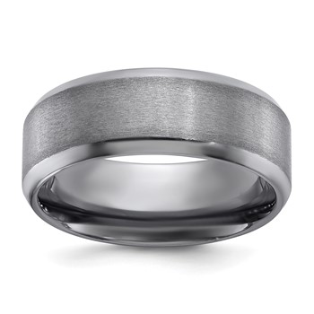 Chisel Tantalum Brushed and Polished 8mm Beveled Edge Band