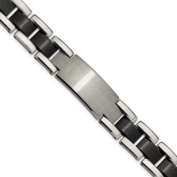Chisel Tungsten Brushed and Polished Black IP-plated 8.5 inch Bracelet