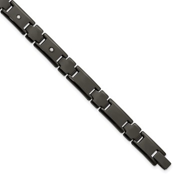 Chisel Tungsten Polished Black IP-plated 1/10 carat Diamond 9 inch Bracelet