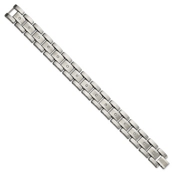 Chisel Tungsten Brushed and Polished with 1/3 carat Diamonds 8.5 inch Bracelet — alternate view
