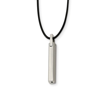 Tungsten Polished Leather Cord Necklace