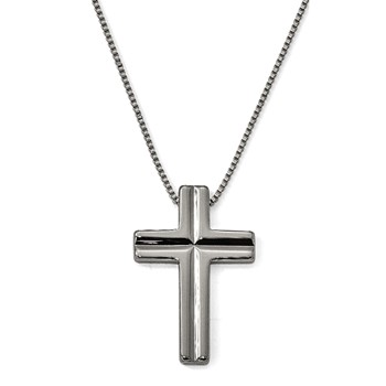 Tungsten Cross Pendant with Stainless Steel 1.5 mm 24" Box Chain