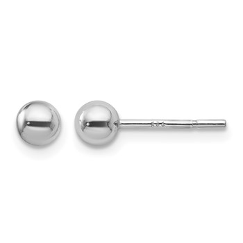 Leslie's Sterling Silver Rhodium-plated 4mm Polished Ball Post Earrings