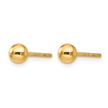 Leslie's Sterling Silver Gold-plated 4mm Polished Ball Post Earrings — alternate view