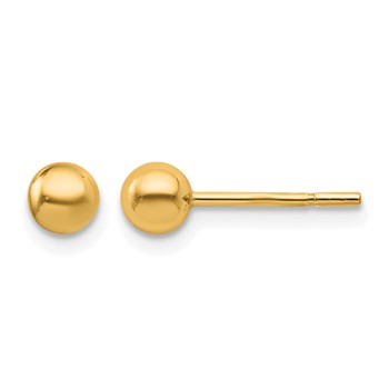 Leslie's Sterling Silver Gold-plated 4mm Polished Ball Post Earrings