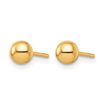 Leslie's Sterling Silver Gold-plated 5mm Polished Ball Post Earrings — alternate view