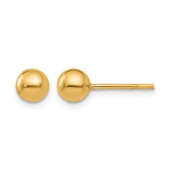 Leslie's Sterling Silver Gold-plated 5mm Polished Ball Post Earrings