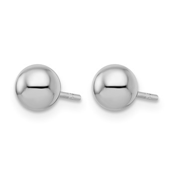 Leslie's Sterling Silver RH-plated 6mm Polished Ball Post Earrings — alternate view