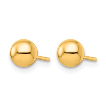 Leslie's Sterling Silver Gold-plated 6mm Polished Ball Post Earrings — alternate view
