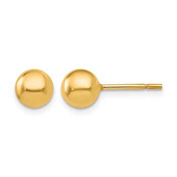 Leslie's Sterling Silver Gold-plated 6mm Polished Ball Post Earrings