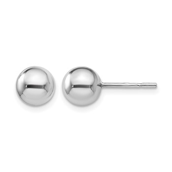 Leslie's Sterling Silver RH-plated 7mm Polished Ball Post Earrings