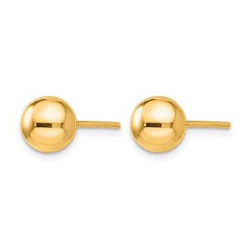 Leslie's Sterling Silver Gold-plated 7mm Polished Ball Post Earrings — alternate view