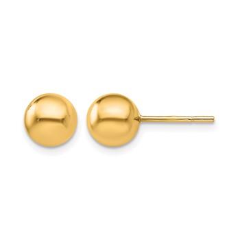 Leslie's Sterling Silver Gold-plated 7mm Polished Ball Post Earrings