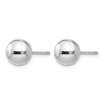 Leslie's Sterling Silver RH-plated 8mm Polished Ball Post Earrings — alternate view