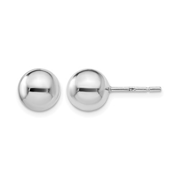 Leslie's Sterling Silver RH-plated 8mm Polished Ball Post Earrings