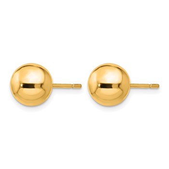 Leslie's Sterling Silver Gold-plated 8mm Polished Ball Post Earrings — alternate view