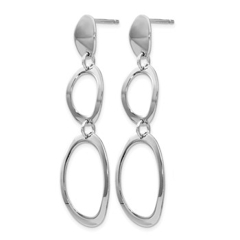 Leslie's Sterling Silver Rhodium-plated Polished Post Dangle Earrings — alternate view