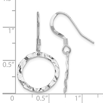 Leslie's Sterling Silver Rhod-pltd  Textured Shepherd Hook Dangle Earrings — alternate view