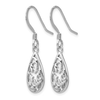 Leslie's Sterling Silver Rhod-pltd  Polished Shepherd Hook Dangle Earrings — alternate view