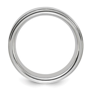 Vitalium Polished Ridged Edge Flat 8mm Band — alternate view