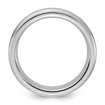 Vitalium Grain Finish Center Ridged Edge Flat 6mm Band — alternate view