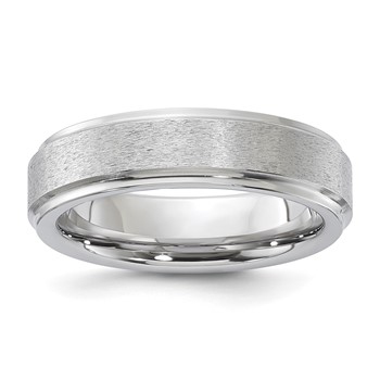 Vitalium Grain Finish Center Ridged Edge Flat 6mm Band