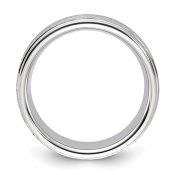 Vitalium Grain Finish Center 8mm Ridged Edge Flat Band — alternate view