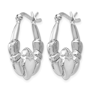 Leslie's Sterling Silver Rhodium-plated Polished Claddagh Hoop Earrings — alternate view