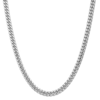 14k White Gold 6.75mm Semi-Solid Miami Cuban Chain — alternate view
