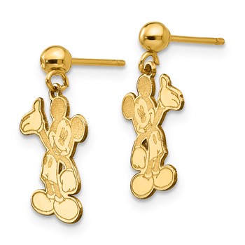 14k Disney Waving Mickey Dangle Post Earrings — alternate view