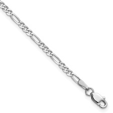 Image of 14K White Gold 10 inch 2.25mm Flat Figaro with Lobster Clasp Anklet