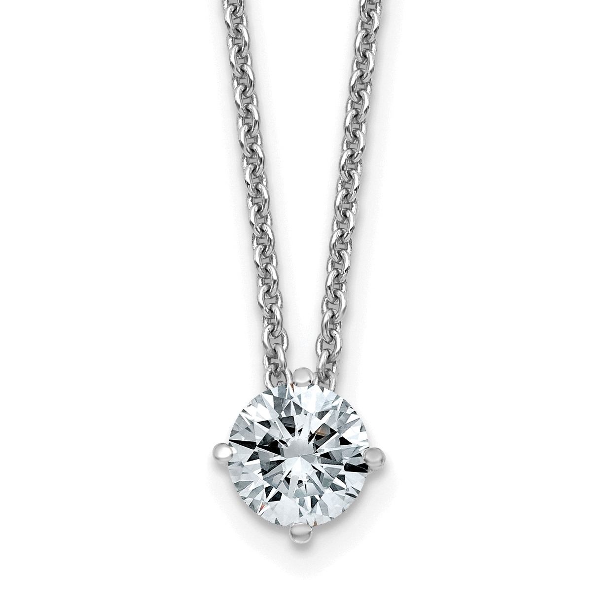14kw 1.20ct. 7mm Round Moissanite Solitaire Pendant on cable chain