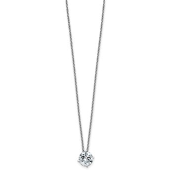 14kw 1.00ct. 6.5mm Round Colorless Moissanite Solitaire Pend on cable chain — alternate view
