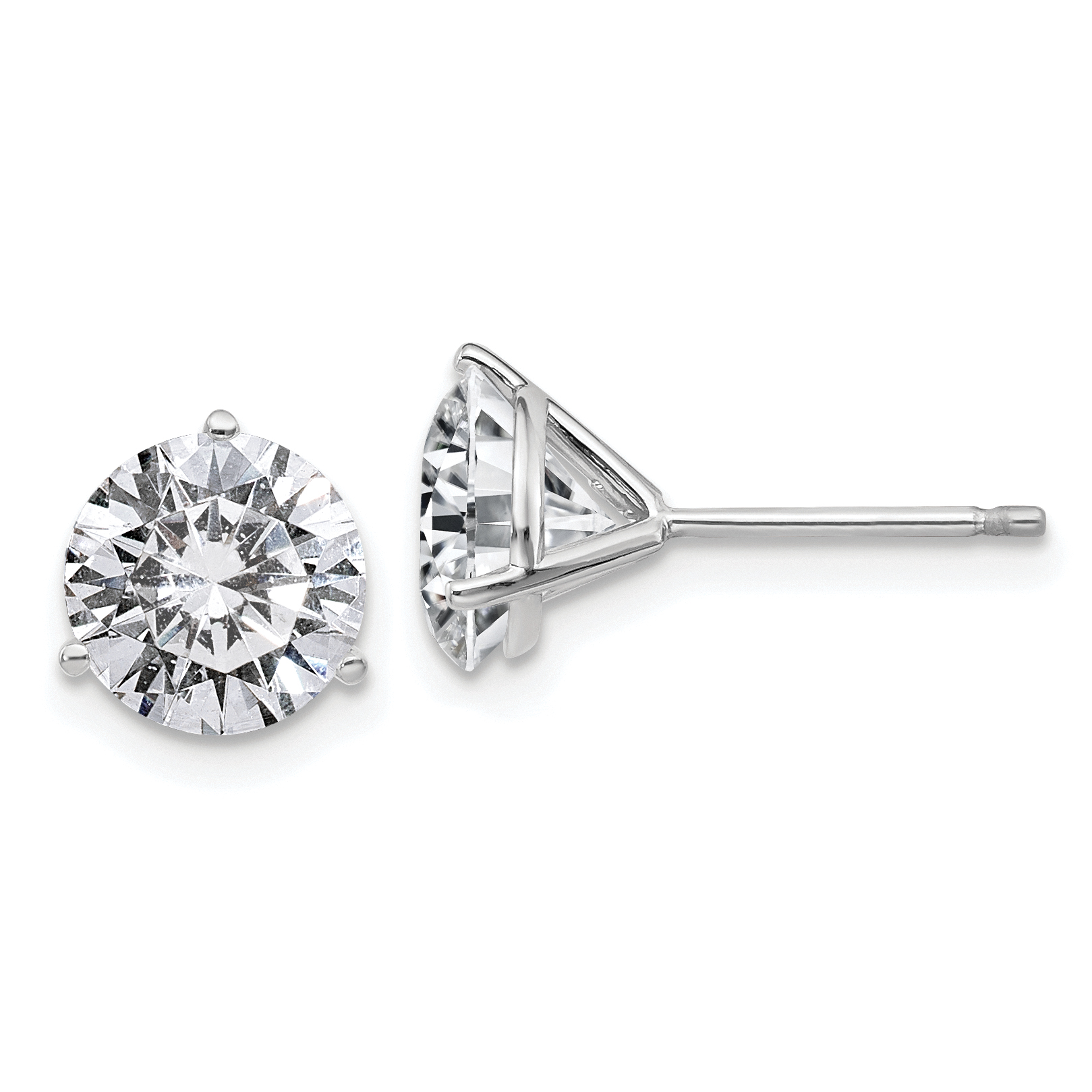14k White Gold 3ct. 7.5mm Round G H I True Light Moissanite Earrings