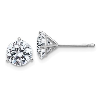 14k White SINGLE STUD1ct. 6.5mm  G H I True Light Moissanite Earring