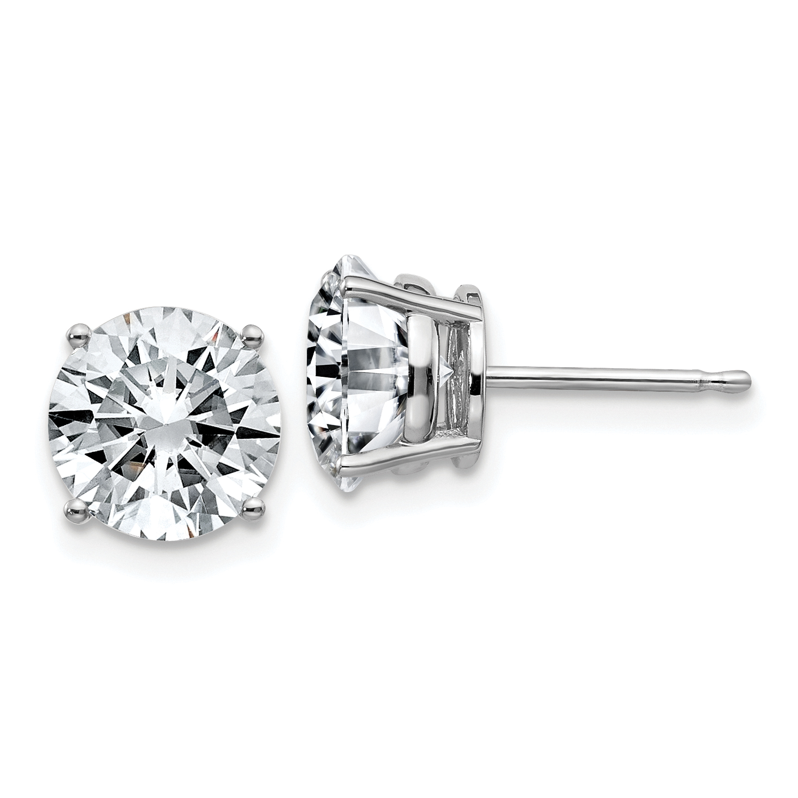 14k White Gold 4ct. 8.0mm Round G H I True Light Moissanite Earrings