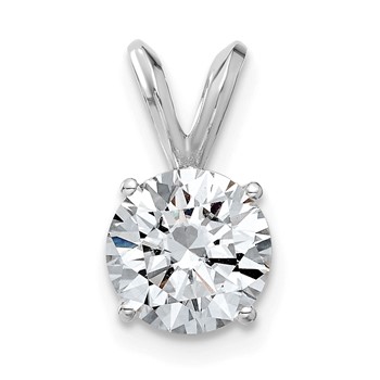 14kw 1.50ct. 7.5mm Round D E F Pure Light Moissanite Solitaire Pendant